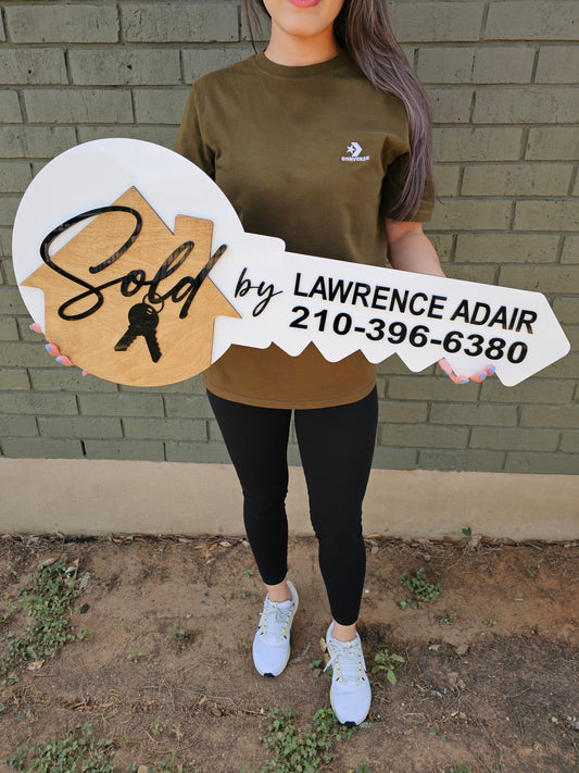 Custom Realtor Key Sign – “Sold By” Personalized Closing Prop